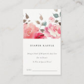Boho Red Pink Rose Flora Luier Raffle Baby shower Informatiekaartje (Voorkant)