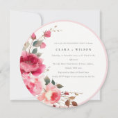 Boho Red Pink Rose Flowers Waterverf Verloving Kaart (Voorkant)