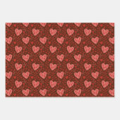Boho Red Pink White Valentijn Hearts Pattern Inpakpapier Vel (Voorkant 3)