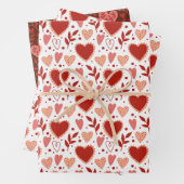 Boho Red Pink White Valentijn Hearts Pattern Inpakpapier Vel (In situ)