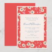  Boho Red Retro Schattige Floral Vrijgezellenfeest Kaart (Voorkant / Achterkant)