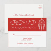 Boho Red RSVP Native American Dreamcatcher Wedding Uitnodiging Briefkaart (Voorkant / Achterkant)