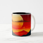 BOHO RED SUNSET Design Tweekleurige Koffiemok (Voorkant rechts)