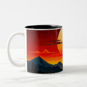 BOHO RED SUNSET Design Tweekleurige Koffiemok (Links)