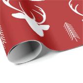 Boho Red White Reindeer Snowflake Kerstmis Cadeaupapier (Rol Hoek)