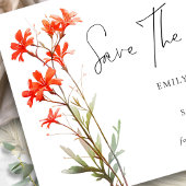 Boho Red Wildflowers QR-codescript De datum opslaa Briefkaart