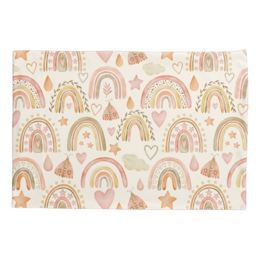 Boho regenbogen aardachtige warme terracotta tinte kussensloop (Achterkant)