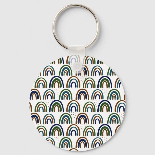 Boho Regenbogen Blauw Groen en Bruin  Sleutelhanger (Voorkant)