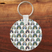 Boho Regenbogen Blauw Groen en Bruin  Sleutelhanger (Voorkant)