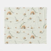 Boho regenbogen eucalyptus kinderkamer baby shower fleece deken (Voorkant (Horizontaal))
