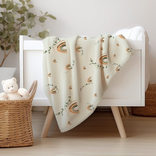 Boho regenbogen eucalyptus kinderkamer baby shower fleece deken