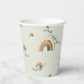 Boho regenbogen eucalyptus kinderkamer baby shower papieren bekers (Achterkant)