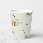 Boho regenbogen eucalyptus kinderkamer baby shower papieren bekers (Voorkant)
