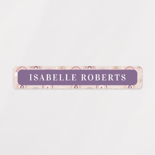 Boho regenbogen Kinder naam waterdichte labels (Design 1)