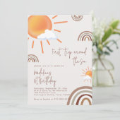 Boho regenboog 1e reis rond de zon 1e verjaardag kaart (Staand voorkant)