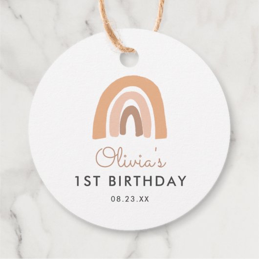 Boho Regenboog 1e Verjaardag Bedankt Favor Bedankjes Labels (Achterkant)