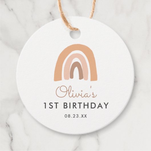 Boho Regenboog 1e Verjaardag Bedankt Favor Bedankjes Labels (Voorkant)