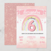 Boho Regenboog 6th Enige Leeftijd Glitter Verjaard Kaart (Voorkant / Achterkant)