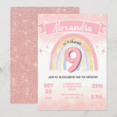 Boho Regenboog 9th Any Age Verjaardag Meisje Glitt Kaart (Voorkant / Achterkant)
