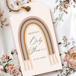 Boho Regenboog Aardetonen Favor voor Baby Shower Cadeaulabel