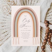 Boho Regenboog Aardtint Baby Shower Uitnodiging