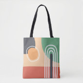 Boho regenboog abstracte lijn art retro kleuren tote bag (Voorkant)