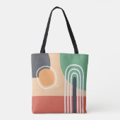 Boho regenboog abstracte lijn art retro kleuren tote bag (Achterkant)