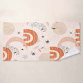 Boho regenboog abstracte lijn maansterren badhanddoek (Badhanddoek)