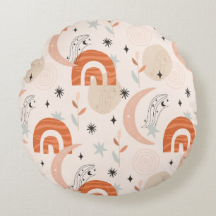 Boho regenboog abstracte lijn maansterren rond kussen