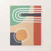 Boho regenboog abstracte lijnkunst retro kleuren legpuzzel (Verticaal)