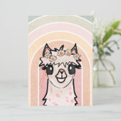 Boho Regenboog Alpaca Fiesta Verjaardag Kaart (Staand voorkant)