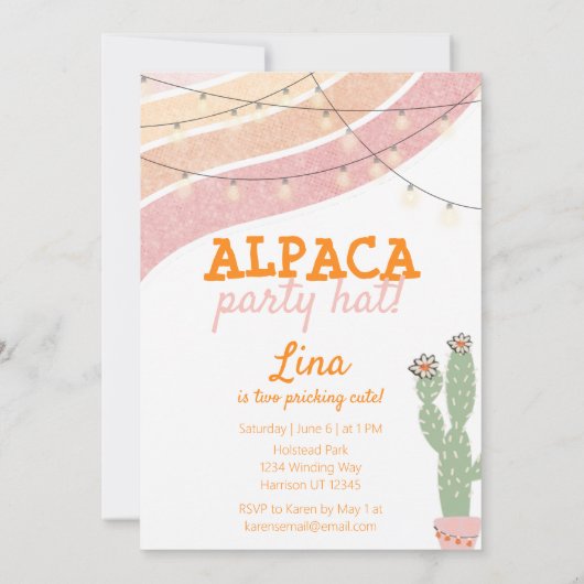 Boho Regenboog Alpaca Fiesta Verjaardag Kaart (Achterkant)