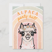 Boho Regenboog Alpaca Tweede Verjaardag uitnodigin Kaart (Voorkant)