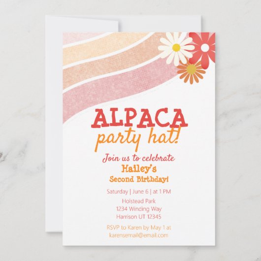 Boho Regenboog Alpaca Verjaardag Kaart (Achterkant)