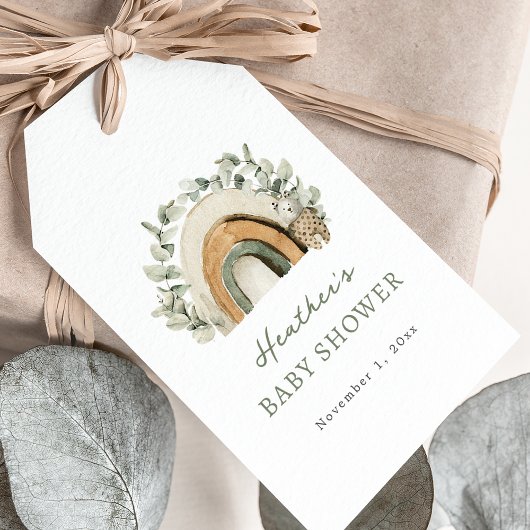 Boho Regenboog Baby Cadeaulabel