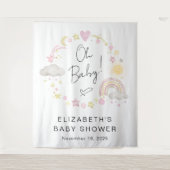 Boho regenboog baby douche welkom achtergrond wandkleed (Voorkant)