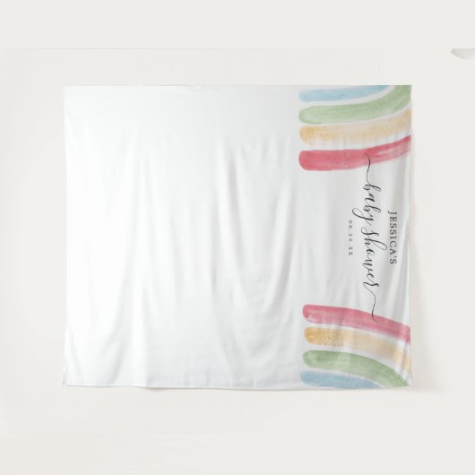 Boho Regenboog Baby Shower Achtergrond Foto Booth Wandkleed (Voorkant (horizontaal))