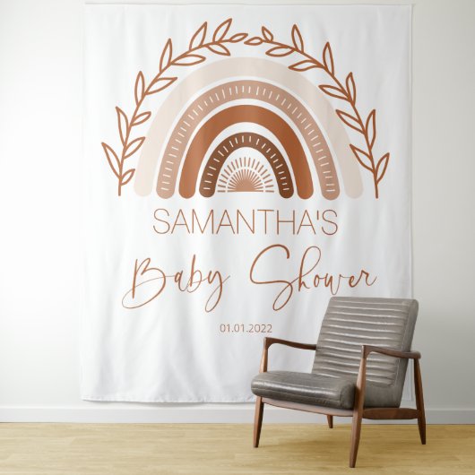 Boho Regenboog Baby Shower Achtergrond, Terracotta Wandkleed