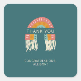 Boho Regenboog Baby Shower Bedank Je Favor Vierkante Sticker