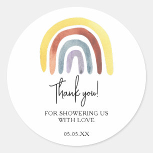 Boho regenboog baby shower bedank je favoriet klas ronde sticker