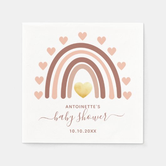 Boho Regenboog Baby shower Blush Roze Servet (Voorkant)