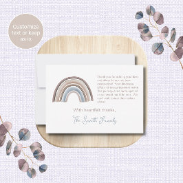 Boho Regenboog Baby Shower Dankkaart Notitiekaartje