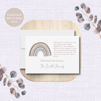 Boho Regenboog Baby Shower Dankkaart Notitiekaartje