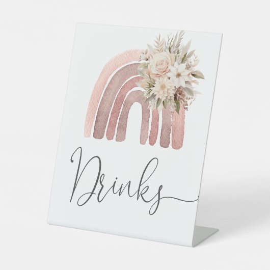 Boho regenboog Baby shower Drinken Reclamebord Met Voetstuk (Voorkant)