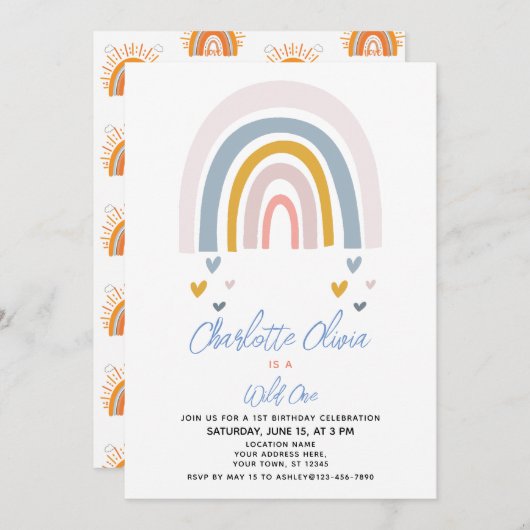 Boho Regenboog Baby shower in Terracotta Sinaasapp Kaart (Voorkant / Achterkant)