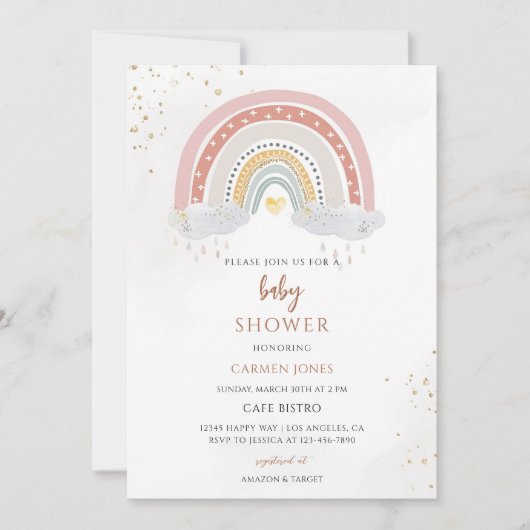Boho Regenboog Baby Shower Kaart (Voorkant)