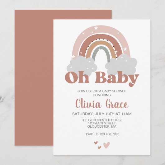 Boho Regenboog Baby Shower Kaart (Voorkant / Achterkant)