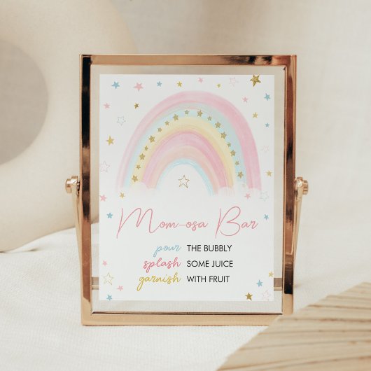 Boho regenboog Baby shower Moeder Osa Bar Poster