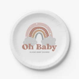 Boho Regenboog Baby Shower Papieren Bordje