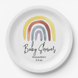 Boho regenboog baby shower papieren bordje